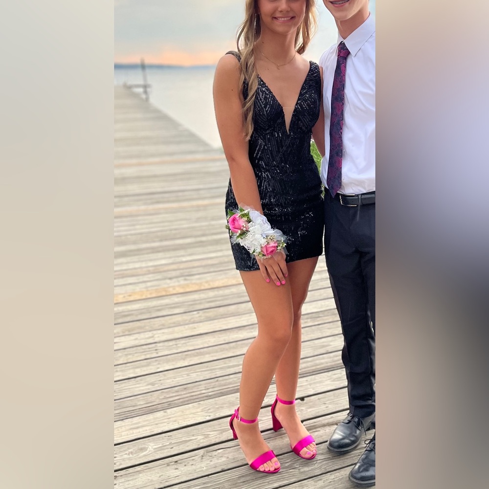 Black Ava Presley Sequined Dress